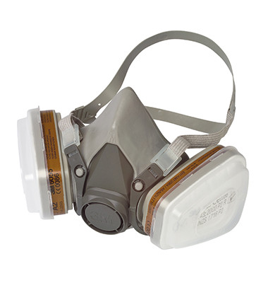 Halbmaske 6002C A2P2 inkl. 1 Paar Filter gegen organische Dämpfe A2 6055, 1 Paar Partikelfilter P3 5925, zwei Filterdeckel Kuns