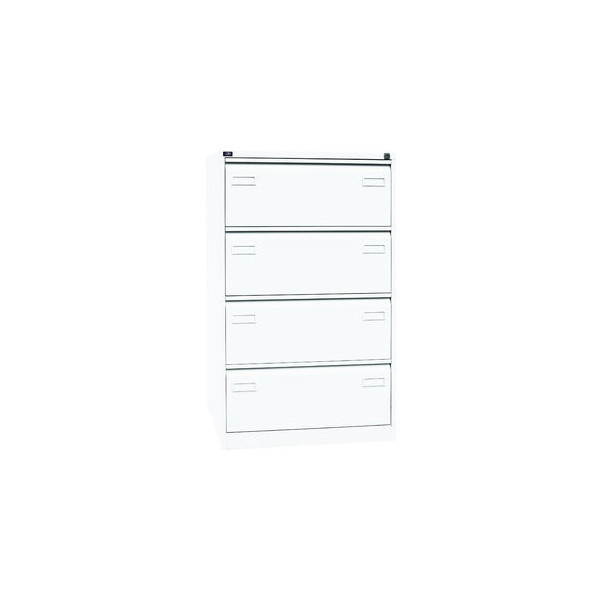 BISLEY Light Hängeregistraturschrank, doppelbahnig, DIN A4, 4 HR-Schubladen, Metall, 696 Verkehrsweiß, 62.2 x 80 x 132.1 cm