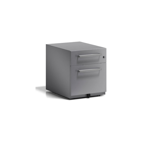 5020073838381 - BISLEY Rollcontainer Note™ mit 1 Hängeregistratur 1 Universalschublade HxBxT 495 x 420 x 565 mm mit Griff silber