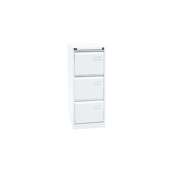 BISLEY Light Hängeregistraturschrank, einbahnig, DIN A4, 3 HR-Schubladen, Metall, 696 Verkehrsweiß, 62.2 x 41.3 x 101.6 cm