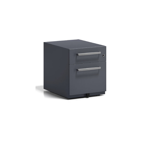 5020073838404 - BISLEY Rollcontainer Note™ mit 1 Hängeregistratur 1 Universalschublade HxBxT 495 x 420 x 565 mm mit Griff anthrazitgrau