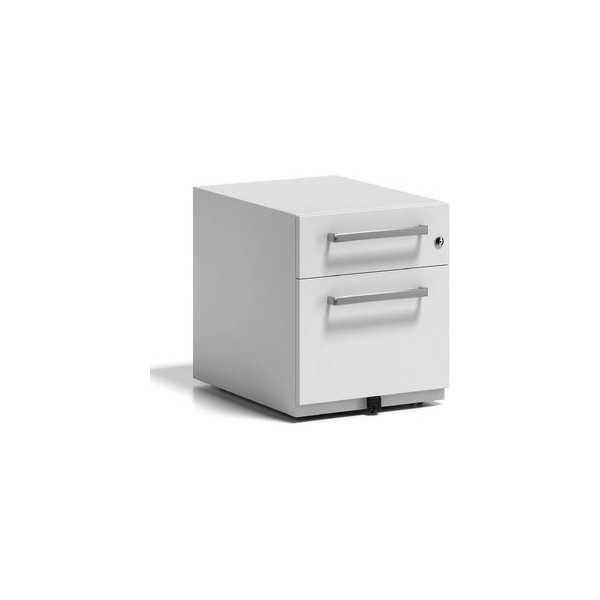 5020073838428 - BISLEY Rollcontainer Note™ mit 1 Hängeregistratur 1 Universalschublade HxBxT 495 x 420 x 565 mm mit Griff verkehrsweiß