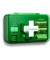 Erste-Hilfe-Kasten, ABS/PC, gefüllt, grün/farblos