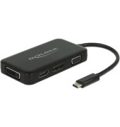 Adapter, USB C/VGA/HDMI™/DVI/DP-ST/4xBU, L: 0,15 m, schwarz