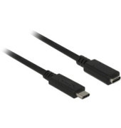 Verlängerungskabel, 2 x USB C - Stecker/Buchse, L: 2 m, schwarz