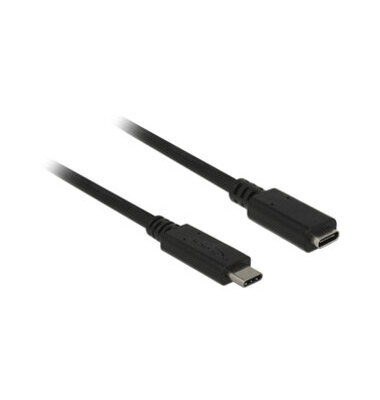 Verlängerungskabel, 2 x USB C - Stecker/Buchse, L: 2 m, schwarz