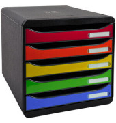 Schubladenbox BIG-BOX PLUS, m.5 off.Schubladen, A4+, schwarz/bunt