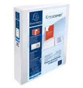 Präsentationsringbuch Kreacover 51843E, A4+ 4 Ringe 40mm Ring-Ø Karton, PP-kaschiert, 3 Außentaschen, 2 Innentaschen, weiß