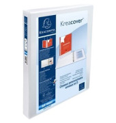 Präsentationsringbuch Kreacover 51846E, A4+ 4 Ringe 25mm Ring-Ø Karton, PP-kaschiert, 3 Außentaschen, 2 Innentaschen, weiß