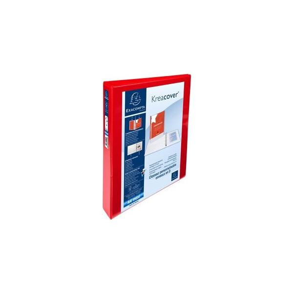 Exacompta Präsentationsringbuch Kreacover 51846RE, A4+ 4 Ringe 25mm Ring-Ø Karton, PP-kaschiert, 3 Außentaschen, 2 Innentaschen, rot 31306
