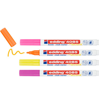 Kreidemarker, 4085, Rundspitze, 1 - 2 mm, Schreibf.: 4er neon sortiert