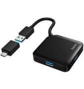 Hub, USB A/USB C, Geräteanschlüsse: 4 an 1, schwarz