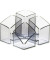 Stifteköcher SCALA, PS, rechteckig, 4 Fächer, grau, transparent