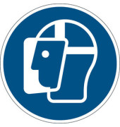 Schild, M013 - Gesichtsschutz benutzen, sk, ablösbar, rund, Ø: 430 mm