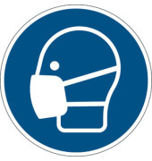 Schild, M016 - Maske benutzen, sk, ablösbar, rund, Ø: 430 mm, blau