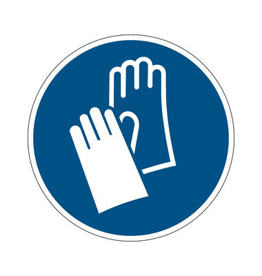 Schild, M009 - Handschutz benutzen, sk, abl&ouml;sbar, rund, &Oslash;: 430 mm