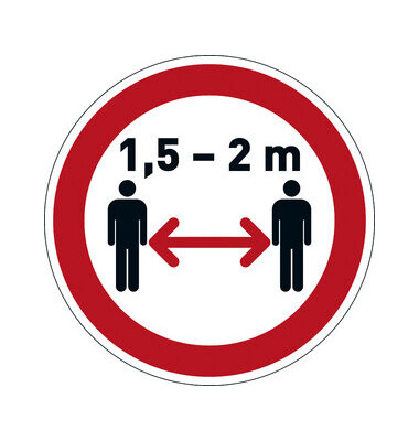 Schild, Abstand halten 1,5 - 2 m, sk, ablösbar, rund, Ø: 430 mm