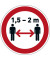 Schild, Abstand halten 1,5 - 2 m, sk, ablösbar, rund, Ø: 430 mm