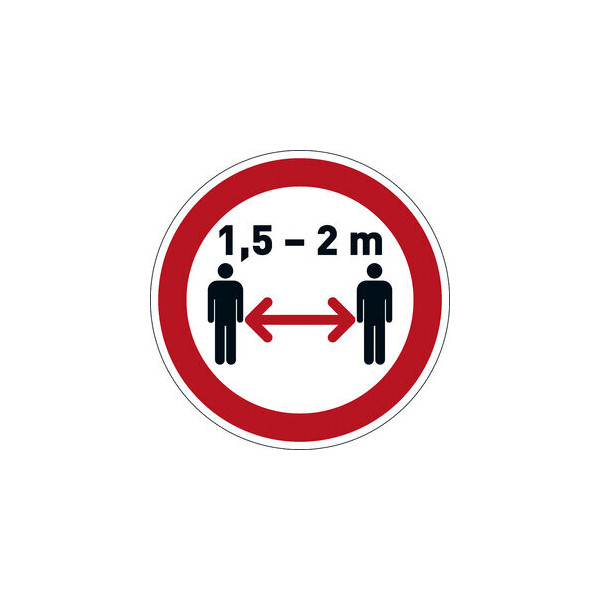 4005546727042 - Schild Abstand halten 15 - 2 m sk ablösbar rund Ø 430 mm 4005546727042 - Schild Abstand halten 15 - 2 m sk ablösbar rund Ø 430 mm