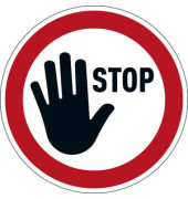 Schild, STOP, sk, ablösbar, rund, Ø: 430 mm, rot/weiß