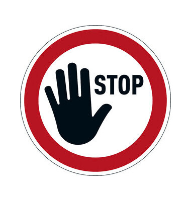 Schild, STOP, sk, ablösbar, rund, Ø: 430 mm, rot/weiß