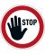 Schild, STOP, sk, ablösbar, rund, Ø: 430 mm, rot/weiß