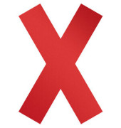 Etikett, selbstklebend, ablösbar, Kreuz/X, 135 x 193 mm, rot