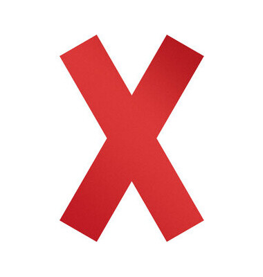 Etikett, selbstklebend, ablösbar, Kreuz/X, 135 x 193 mm, rot