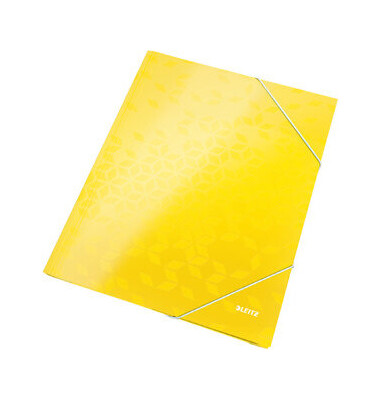 Eckspannmappe WOW 3982-00-16, A4 gelb PP-laminierter Karton 300g, f&uuml;r ca. 250 Blatt, mit 3 Einschlagklappen