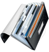 Fächermappe WOW, PP, Gummizugverschluss, A4, 6 Fächer, schwarz