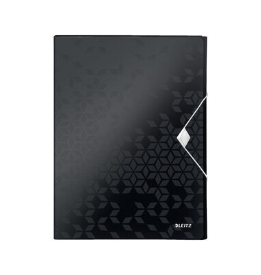 Eckspannmappe WOW 4629-00-95, A4 schwarz Polypropylen 800g, mit 3 Einschlagklappen