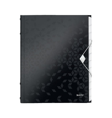 Ordnungsmappe WOW 4634-00-95, 12-teilig blanko, schwarz, A4, 12 F&auml;cher