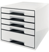 Schubladenbox WOW CUBE, mit 5 Schubladen, A4+, weiß/schwarz