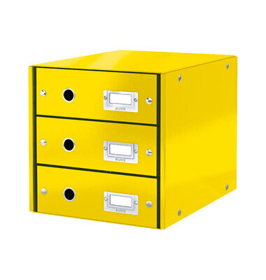 Schubladenbox Click & Store WOW, mit 3 Schubladen, A4, gelb Schubladenbox Click & Store WOW, mit 3 Schubladen, A4, gelb