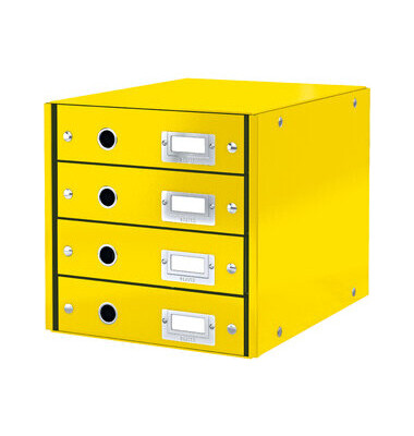 Schubladenbox Click & Store WOW, mit 4 Schubladen, A4, gelb