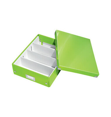 Aufbewahrungsbox Click & Store WOW 6058-00-54, 8 Liter mit Deckel, für A4, außen 370x281x100mm, Karton grün