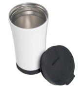 Thermobecher WOW, Mehrweg, Edelstahl, rund, 380 ml, wei&szlig;/schwarz