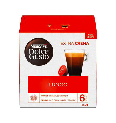 Kaffeekapseln Dolce Gusto Lungo 4301604008, 16 St&uuml;ck, Kapseln im Portionskarton