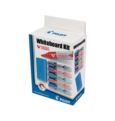 Boardmarker-Set V-Board Master, 5080KIT, Etui, rot, blau, gr&uuml;n, schwarz, orange, 2-5mm Rundspitze