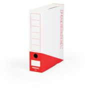 Archivbox, Steckverschluss, A4, 7,5x26x32cm, weiß/rot