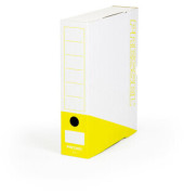 Archivbox, Steckverschluss, A4, 7,5x26x32cm, weiß/gelb