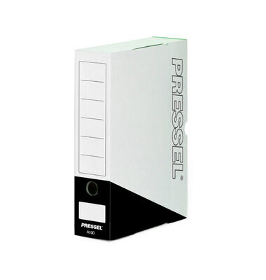 Archivbox, Steckverschluss, A4, 10x26x32cm, weiß/schwarz