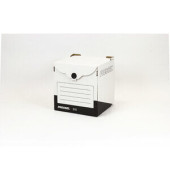 Archivbox S10, Wellpappe, Klettverschluss, 33x31x34cm, weiß/schwarz