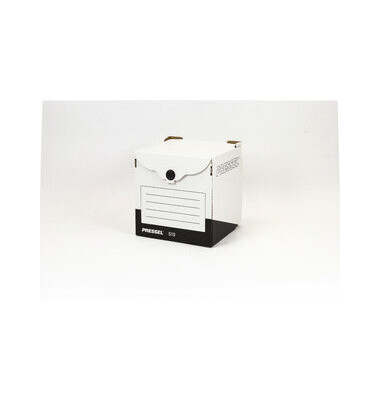 Archivbox S10, Wellpappe, Klettverschluss, 33x31x34cm, weiß/schwarz