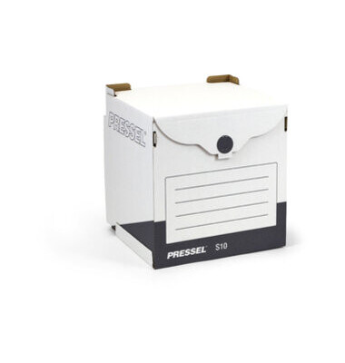 Archivbox S10, Wellpappe, Klettverschluss, 33x31x34cm, weiß/anthrazit