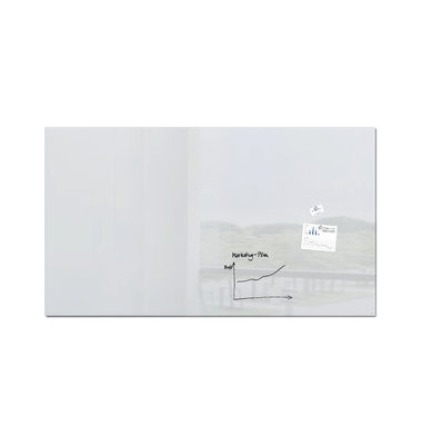 Schreibtafel artverum®, Sicherheitsglas, magn., 240 x 120 cm, weiß
