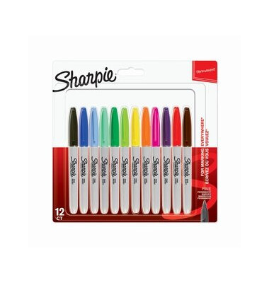 Permanentmarker-Set Fine Point, 2065404, Packung, 12-farbig sortiert, 1mm Rundspitze