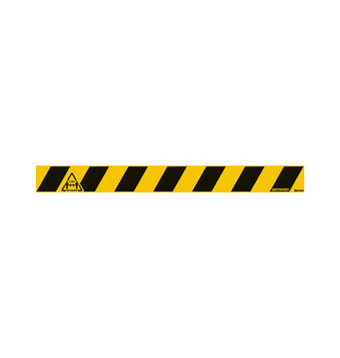 Warnband, Abstand halten (2 m), 80 mm x 0,8 m, schwarz/gelb