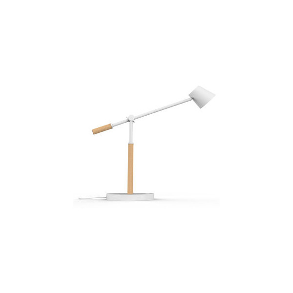 3595560028139 - LED-Tischleuchte UNILUX VICKY 9 W 900 lm 3000 K 3 Leuchtstärken dimmbar USB-Ladefunktion Buchenholz & Stahl weiß-buche