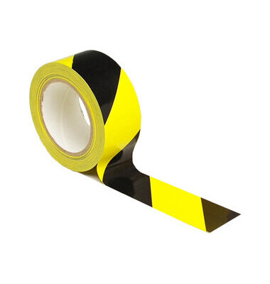 Warnband, PVC, selbstklebend, 50 mm x 33 m, schwarz/gelb